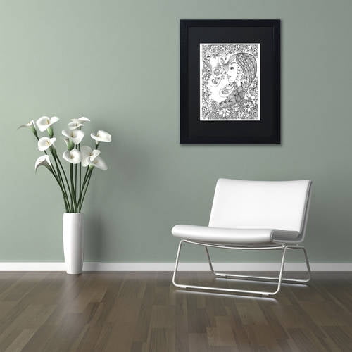 Trademark Fine Art "Woman 2" Canvas Art by KCDoodleArt Black Matte, Black Frame