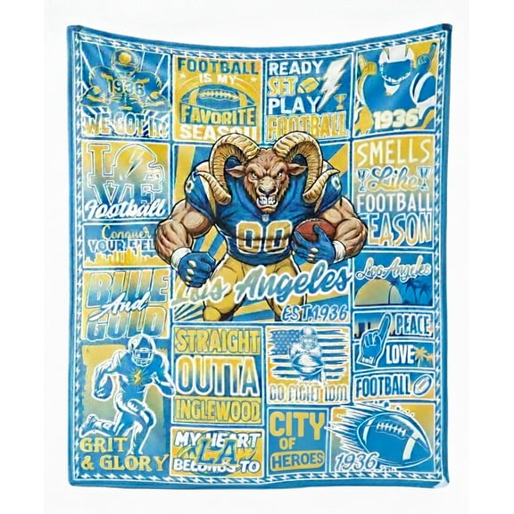 Los Angeles football blanket, fan gift, unisex, sports blanket, football-themed merchandise, 60 inches x 50 inches, comfortable sofa bed blanket.