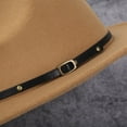 thumbnail image 4 of Fedora Hats for Women Belt Buckle Band Felt Soft Wide Brim Panama Hat Adjustable Fall Winter, 4 of 7