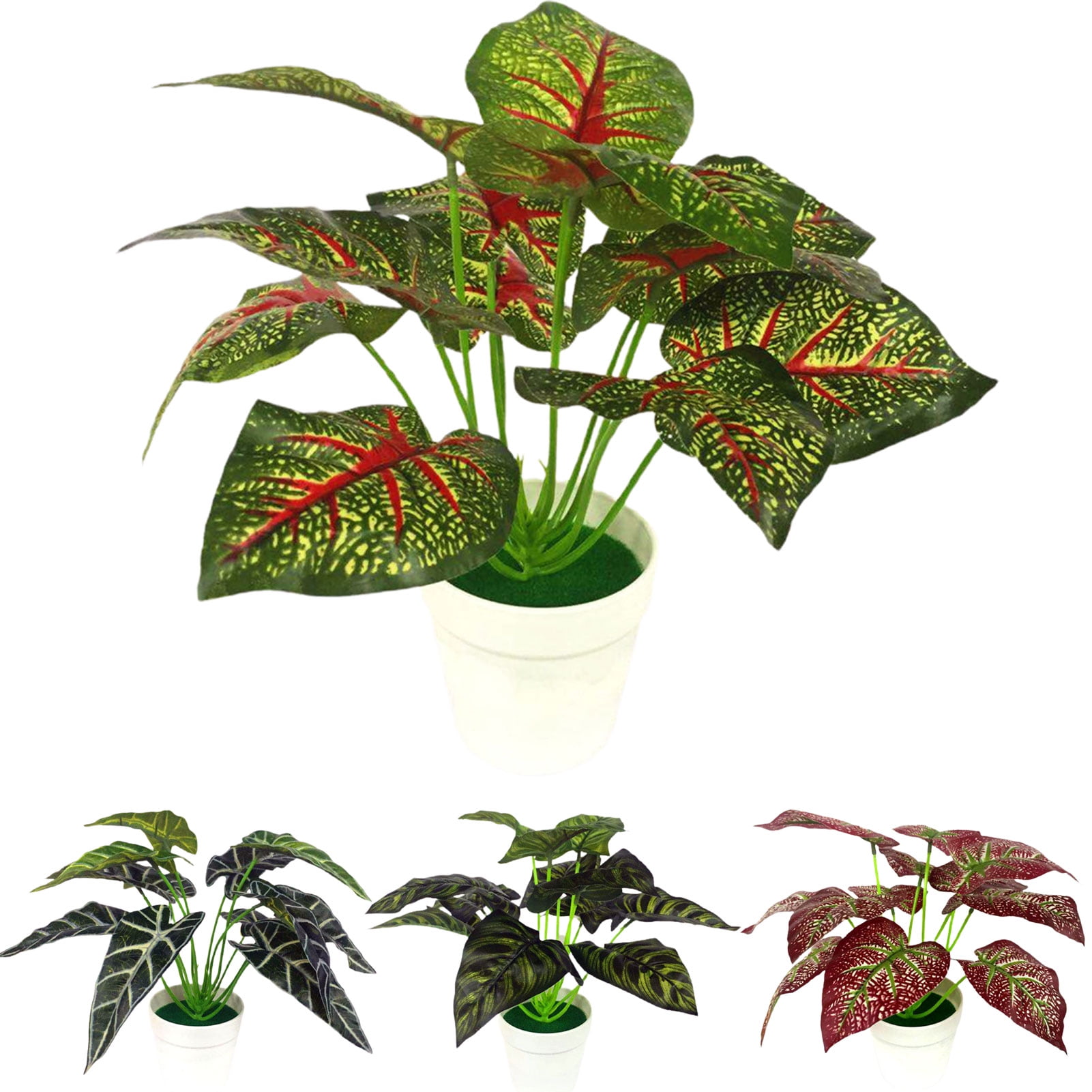 Cheer.US Artificial Greenery Plants Palm Green Leaf in Pot Potted