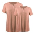 thumbnail image 5 of Babysbule T-Shirt Surdimensionné à Col en V pour Femmes 2 Pcs, Doux, Confortable, Blouse Décontractée, Aguichant, Stylée, Haut d'Été, Polyester, Léger, Mode, 5 of 5