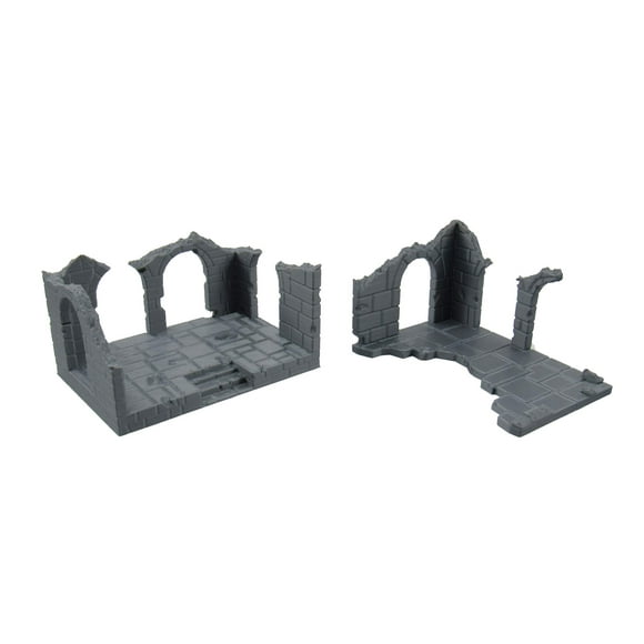 EnderToys Destroyed Brick Buildings, Terrain Scenery for Tabletop 32mm Miniatures Wargame, 3D Printed and Paintable