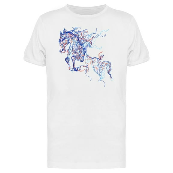 Running Horse Blue Line Art Tee Men's -Image by Shutterstock