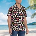 thumbnail image 2 of Lsque Rainbow Flowers pattern Hawaiian Shirt for Men, Unisex Summer Beach Casual Short Sleeve Button Down Shirts-Small, 2 of 9
