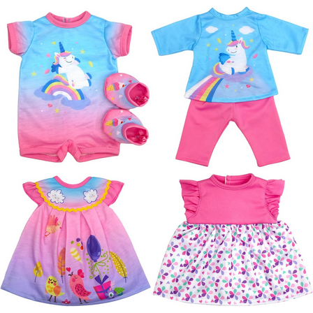 4 Set Baby Doll Clothes for 13-16 Inch Dolls, 6 Pcs 14 Inch Doll Clothes Accessories Dress Outfits Skirts, Top, Pants, Jumpsuit (NO DOLL)