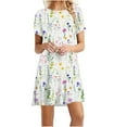 thumbnail image 2 of Women's Short Sleeved Dress With Floral Print Round Neck Dress, 2 of 6