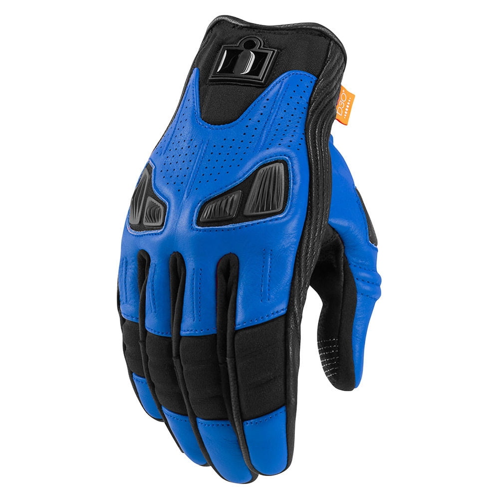 mens blue leather gloves
