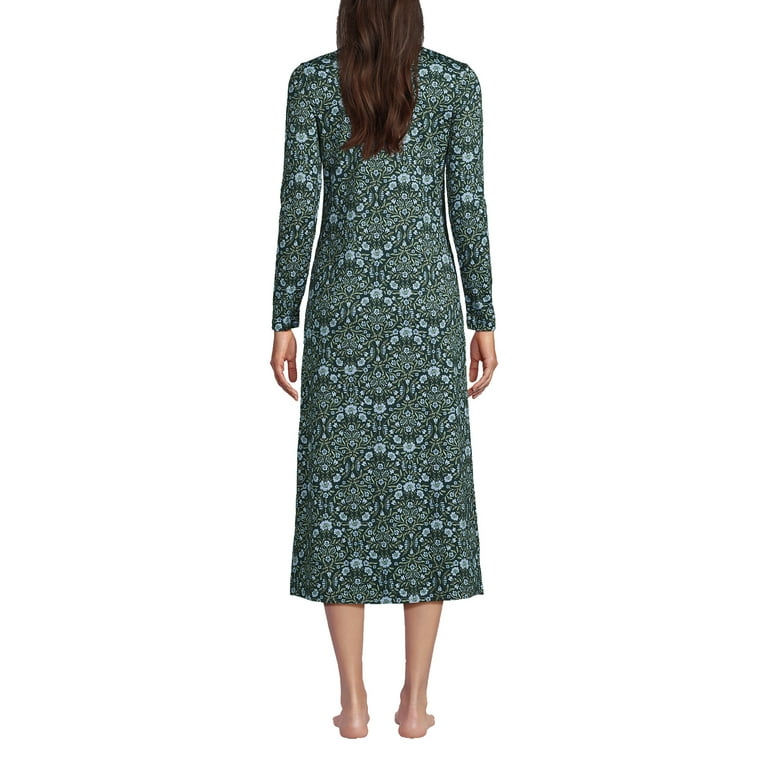 Lands End Women s Petite Cotton Long Sleeve Midcalf Nightgown Walmart