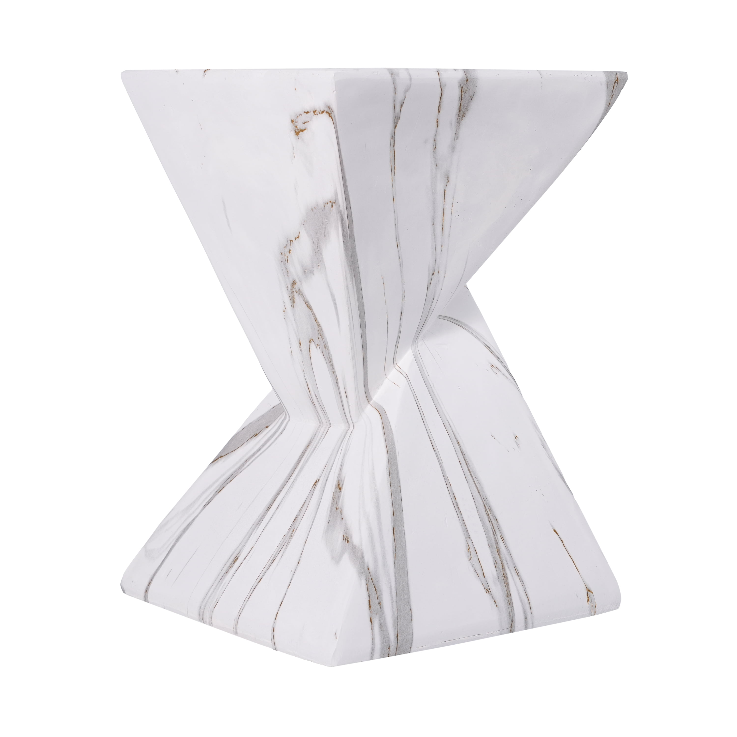 Mintazer 18.5"H Twisted Hourglass Concrete MGO Side Table, Indoor Outdoor Sculptural Geometric Accent End Table for Living Room Bedroom Patio Garden, White