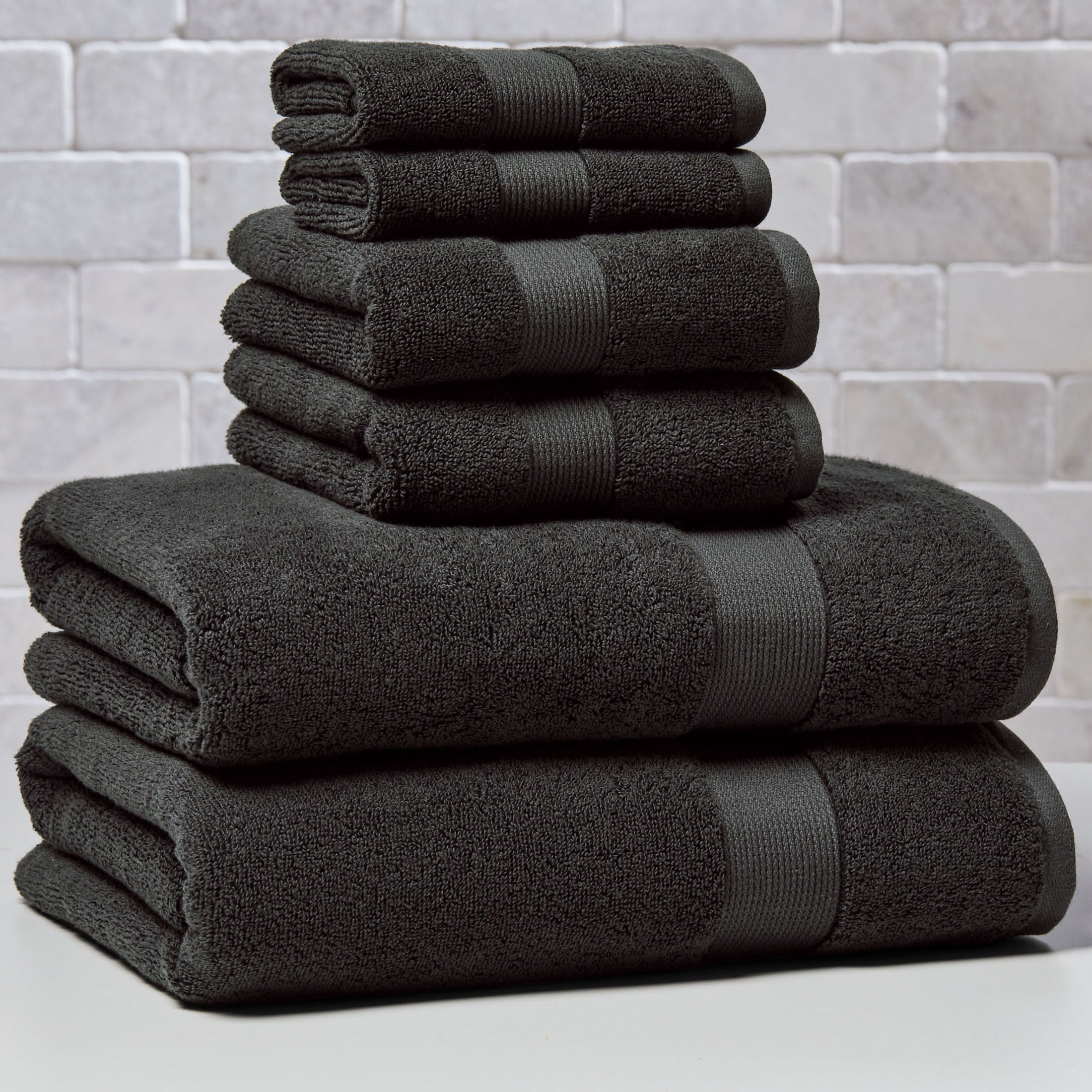 Better Homes & Gardens Signature Soft Solid Cotton 4 Piece Bath Bath Towel Set,Rich Black