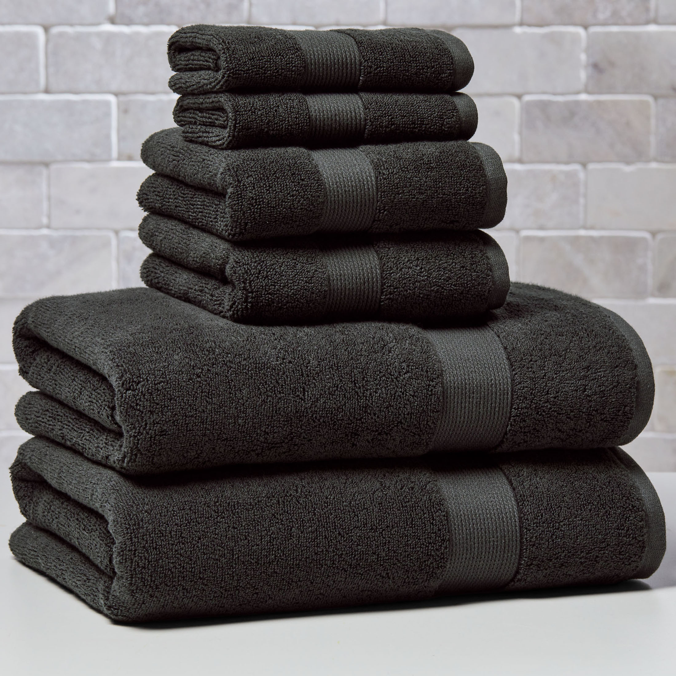 Better Homes & Gardens Signature Soft 6-Piece Towel Set, Black photo 1