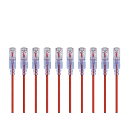 Monoprice SlimRun Cat6A Ethernet Patch Cable - Network Internet Cord - RJ45  Stranded  UTP  Pure Bare Copper Wire  30AWG  2ft  Red  10-Pack price history on PriceWatchPro
