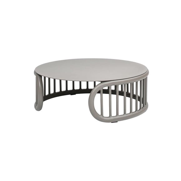 Pemberly Row 34.5" Indoor/Outdoor Round Patio Coffee Table in Greige Taupe