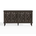 thumbnail image 5 of 61'' W Carved 4-Door Sideboard With Light, Wine Glass Rack And Legs，Suitable For Kitchen, Living Room, And Bedroom, Brown, 5 of 18