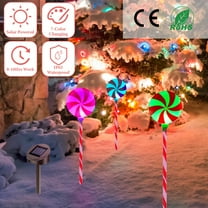 Zorpupoa Solar Christmas Candy Lights, Set of 3 Solar Lollipops Stake Lamp IP65 Waterproof for Patio Yard Pathway, Red