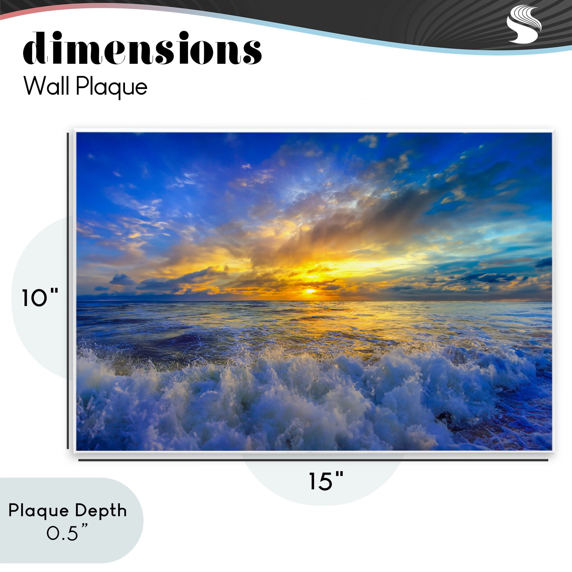 Stupell Industries Golden Blue Sunset over Waves Wall Plaque Art, design by Eszra Tanner