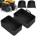 thumbnail image 3 of 2 Pcs Doublure en Silicone pour Friteuse à Air Chaud avec Mitaines en Silicone Plateau de Cuisson Réutilisable avec Poignée Pot en Silicone Antiadhésif Accessoires pour Friteuse à Air pour 8QT, 3 of 10