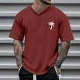 thumbnail image 2 of MNCEKFOD T Shirts for Men Oversized Tshirts Crew Neck Short Sleeve With Coconut Tree Print Tee Shirt for Men Wine XXXL, 2 of 3