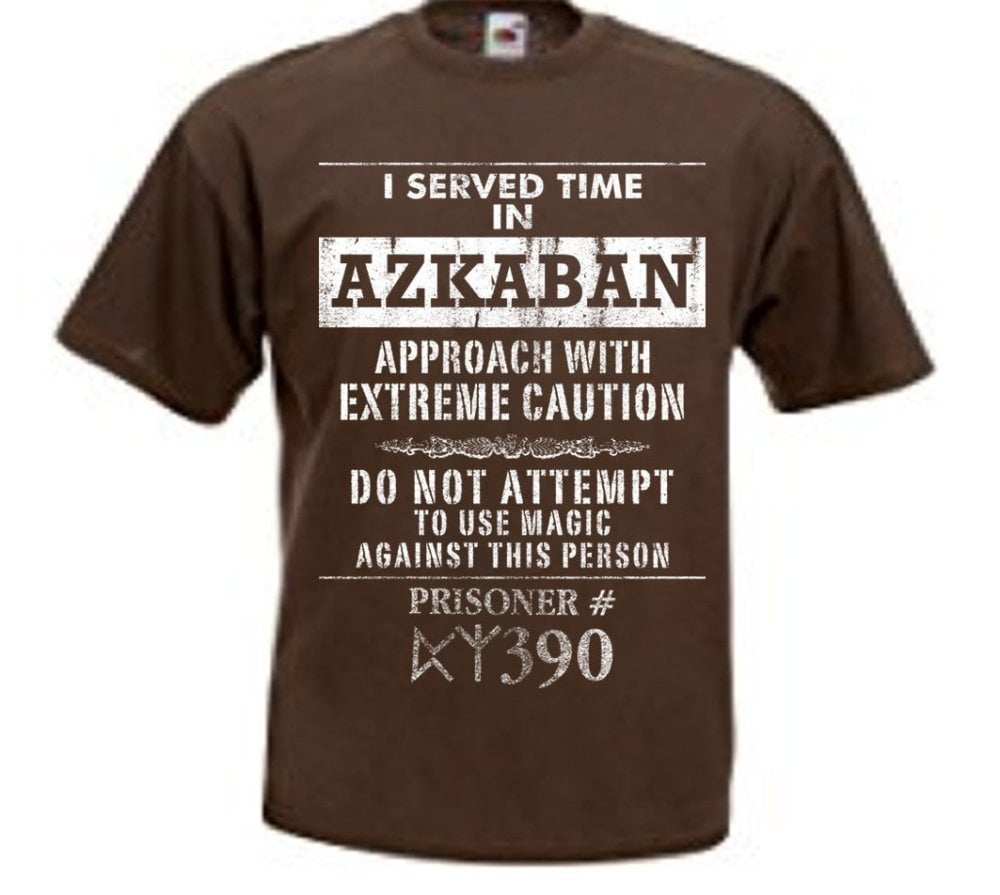 Bioworld Harry Potter I Served Time In Azkaban Mens Brown Tee T