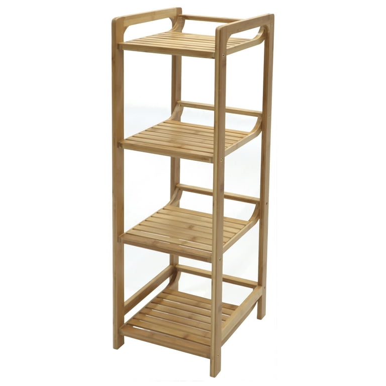 Redmon Bamboo 4 Tier Open Type Slatted Shelf, Bamboo Woodgrain