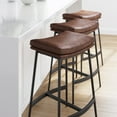 thumbnail image 5 of Nathan James Arlo Modern Backless Upholstered Kitchen Counter Bar Stool with Saddle Seat and Metal Base, Brown/ Matte Black, 5 of 9