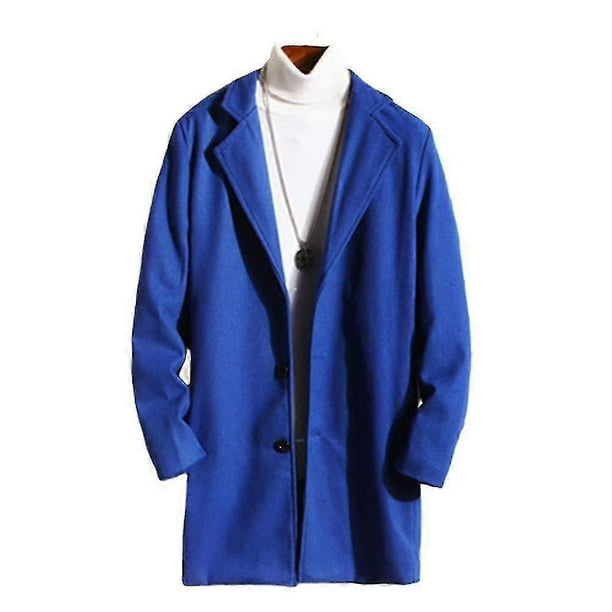 Abrigo clásico de lana para hombre, talla grande, cálido, de invierno, con una sola botonadura, largo, informal, ajustado, s202412241053