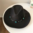 thumbnail image 3 of Sombrero de vaquero occidental de moda para mujer con vaquera de fieltro con ala enrollada JM, 3 of 5