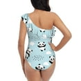 thumbnail image 5 of Zufioo Cute Panda Bear Print One-shoulder Ruffled One-piece Swimsuit, High Elastic Integrated Removable Chest Pad Swimsuit Suitable for Beach, Pool and Vacation-Medium, 5 of 6