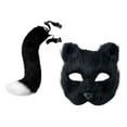 thumbnail image 4 of Conjunto de accesorios de cola de máscara de gato falso, accesorios de disfraces de cosplay de animales para espectáculos escénicos Negro, 4 of 8