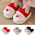 thumbnail image 7 of ERkkoi Christmas Slippers Santa Claus Fuzzy Slippers For Kids Memory Foam Non-Skid Bottoms Winter Warm House Slippers Funny Cozy Cute Indoor Shoes Grey 10.5-11 Years, 7 of 7