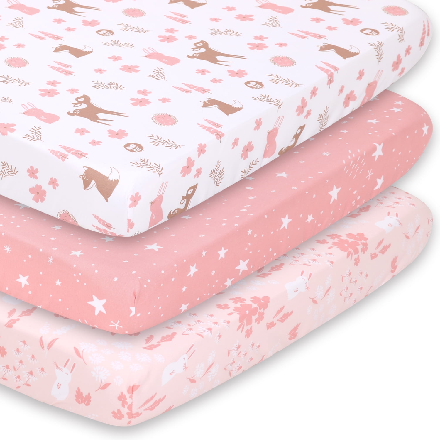 The Peanutshell Pack n Play, Mini Crib, Portable Crib or Fitted Playard Sheets for Baby Girl, 3