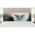 thumbnail image 1 of Waterfall Headboard, Photo of Man Kayaking in Canoe Flowing Wild Water Nature Extreme Outdoors Print, Upholstered Decorative Metal Bed Headboard with Memory Foam, King Size, Multicolor, by Ambesonne, 1 of 4