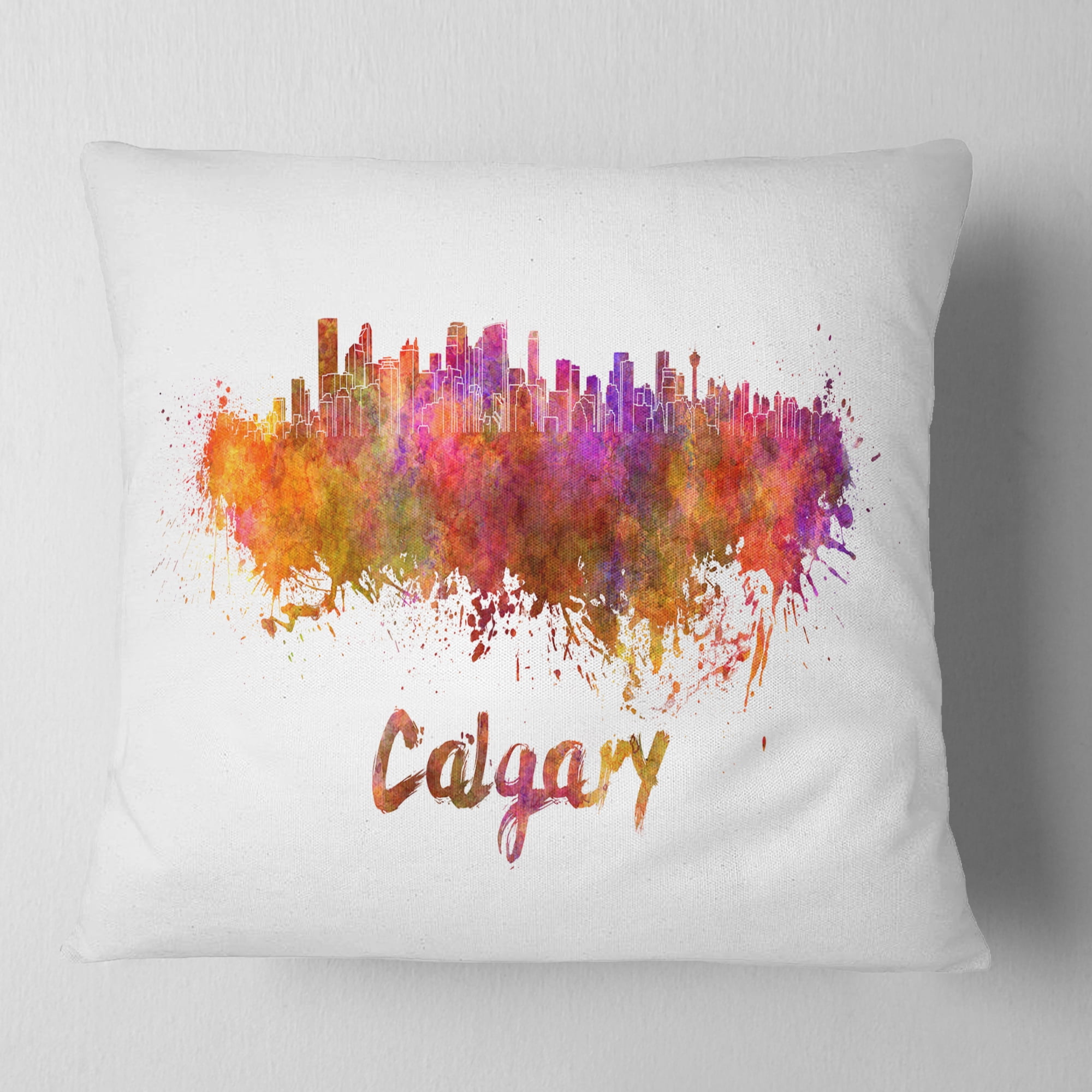 Designart Calgary Skyline - Cityscape Throw Pillow - 18x18