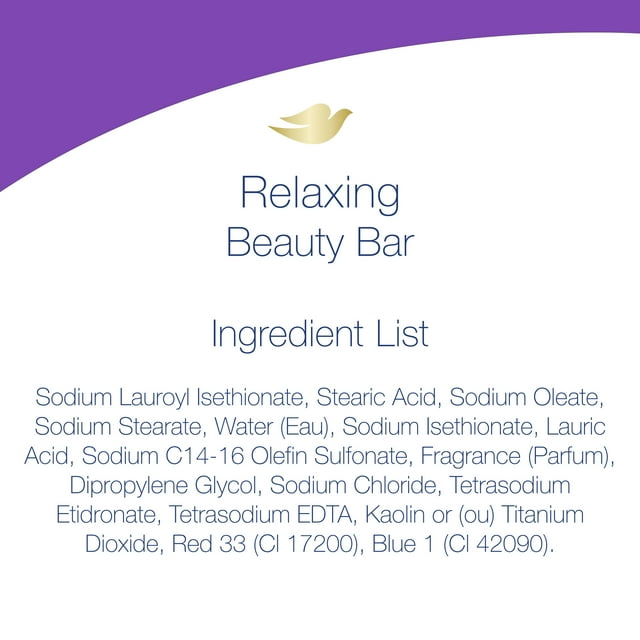 Dove Relaxing Gentle Beauty Bar Soap for All Skin Type, Lavender and Chamomile, 3.75 oz (8 Bars)