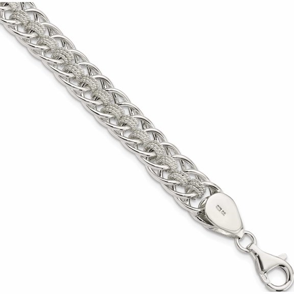 Sterling Silver Polished Roped Oval Link 7.5In Bracelet (7.5 X 9.25) Made In India -Jewelry By Sweet Pea