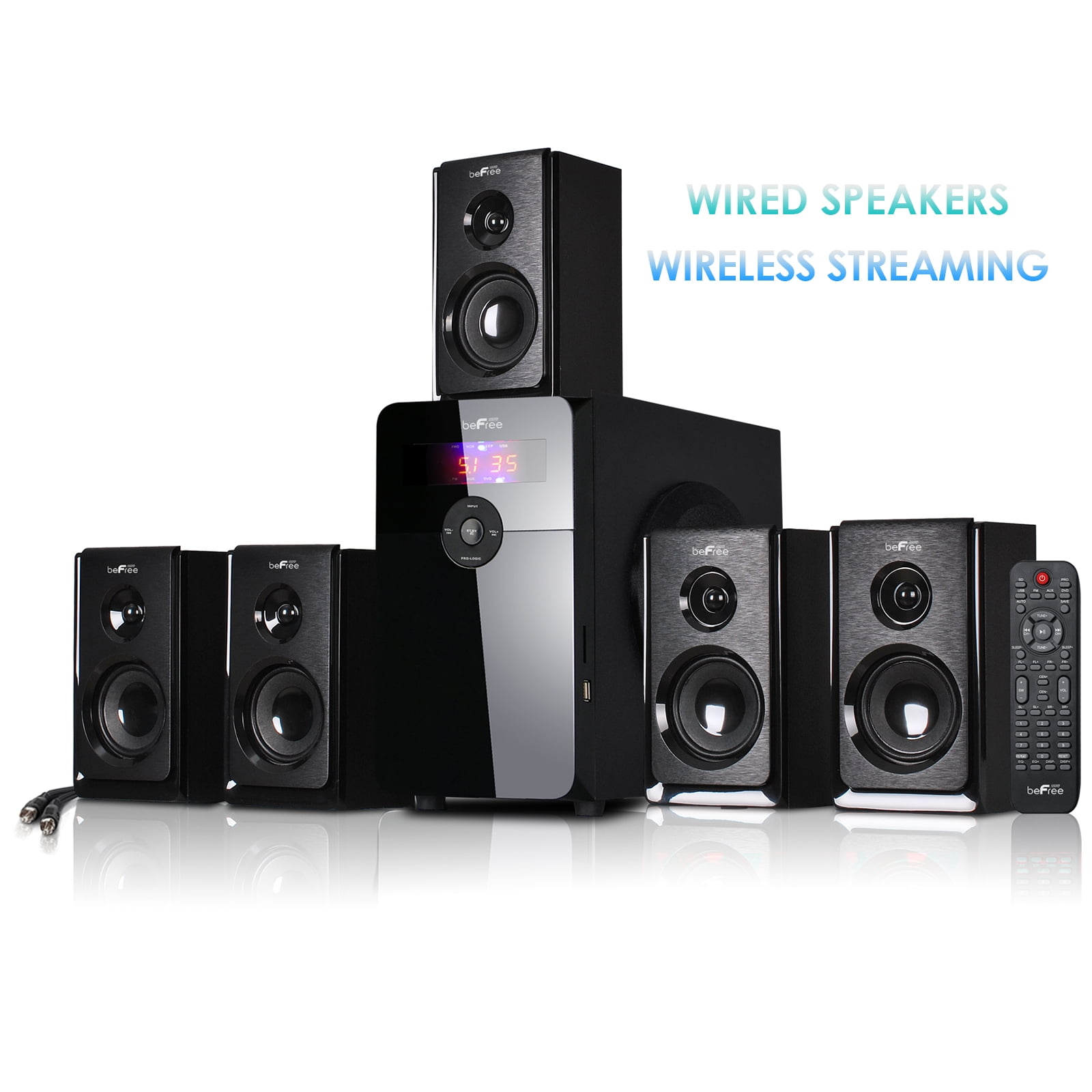 beFree Sound BFS-450 5.1 Channel Surround Sound Bluetooth Speaker System in Black