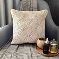 thumbnail image 2 of The HomeCentric Decorative Throw Pillow covers Beige 26"x26" (65x65 cm) Velvet Geoetric, Cut Velvet Pillowcases For Sofa Chouch, Hotels, living, Bed Room, Geometric - Velvet Majestic Pearl, 2 of 10