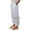 White, variant on XIAONU Women's Floral Print Linen Pants Elastic Waist Pocketed Trousers Breathable Casual Cropped Bottoms Green