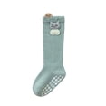thumbnail image 2 of VONCOS Kids Kids Knee High Socks Non-Slip Grip - Cute Cat Animal Print, Cotton Green, Unisex for Boys Girls 0-36 Months,Size M, 2 of 8