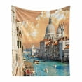 thumbnail image 1 of European Soft Flannel Fleece Throw Blanket, Grand Canal in Venice Italy Historic European Cityscape Town Tower Boho Print, Cozy Plush for Indoor and Outdoor Use, 60" x 80", Multicolor, by Ambesonne, 1 of 6