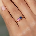 thumbnail image 4 of Gem Stone King 18K Rose Gold Plated Silver Ring Heart Shape Pink Moissanite and Created Sapphire Blue (1.00 Cttw, Size 5), 4 of 6