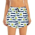 thumbnail image 4 of Lsque Daisy Striped Nautical Printed Women's Running Shorts with Liner Pockets,Elastic Quick Dry Workout Athletic Gym Yoga Shorts,Womens High Waist Shorts-XX-Large, 4 of 9