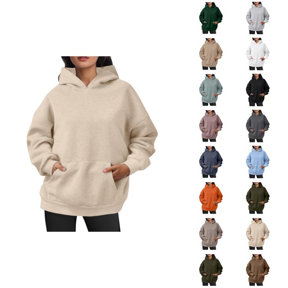 Womens Hoodie 2025 Fall Winter Oversized Blank Plain Basic Hoodies with Pocket Hooded Sweatshirt Hoodie Women Pullover