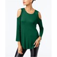 thumbnail image 1 of I.N.C Womens Cold Shoulder Basic T-Shirt, Green, Small, 1 of 1