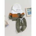 thumbnail image 4 of Baby Boys Clothes 3M 6M 12M 18M 24M 3Y Casual Long Sleeve Contrast Color Hoodies Sweatshirt Tops Pants 2Pcs Outfits Set For Kids Toddler, 4 of 10