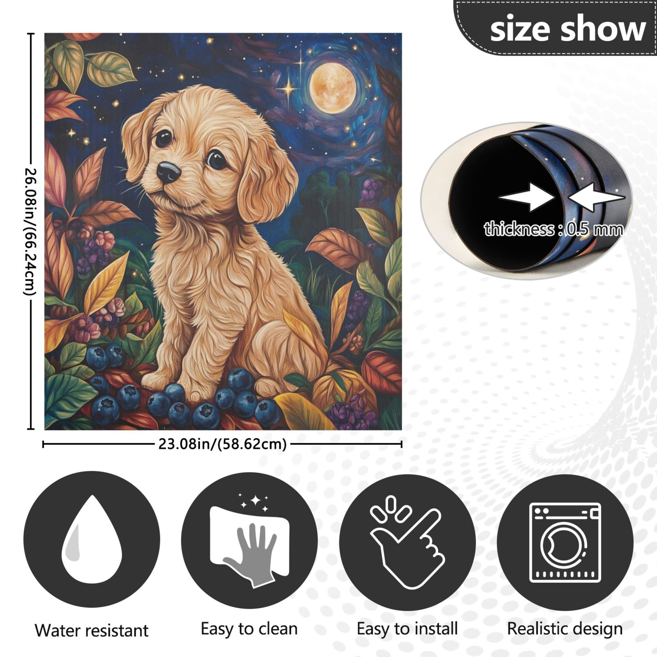 Dishwasher Magnetic Sticker 23x26 Inch Refrigerator Magnetic Sticker Washing Machine Magnetic Sticker Kitchen Panel Magnetic Sticker Home Decor Yellow Cute Dog