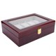 thumbnail image 2 of Caja expositor de relojes de madera con 10 rejillas, caja de almacenamiento para relojes con ventana transparente (rojo), 2 of 10
