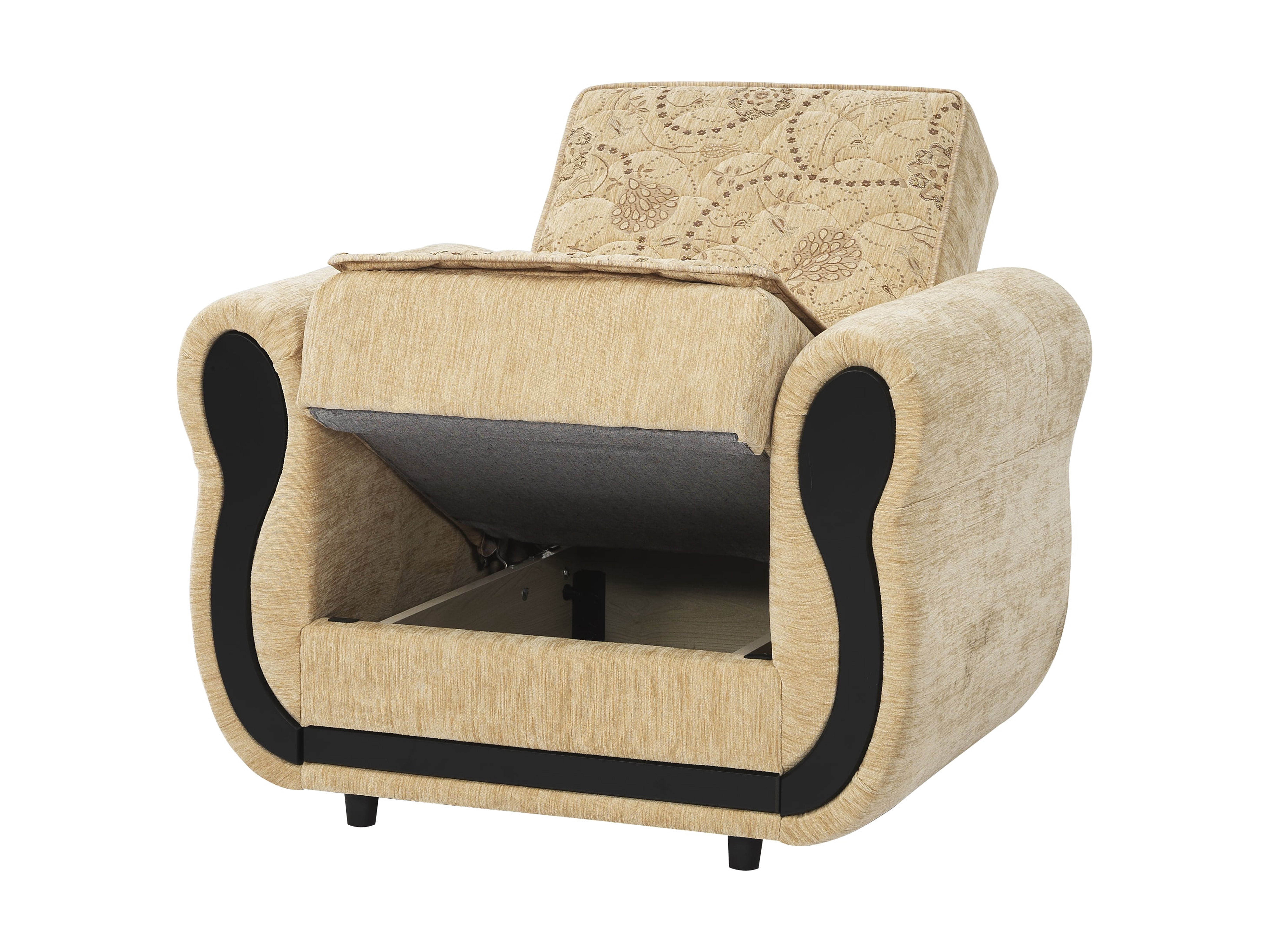 Ottomanson Convertible Accent Armchair with Hidden Storage, Firm Comfort Seating, Beige