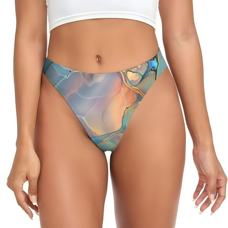 Rateoe Pastel Abstract Fluid Art Pattern Seamless Women Underwear Thongs No Show Ladies Thong No Line Breathable Comfortable Panties Undies for Women-4X-Large