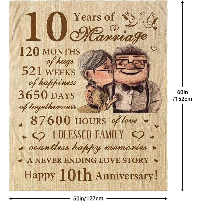  WOODAMORE 10 Year Anniversary Card Gifts for Him Husband -  Wood Gifts for 10th Wedding Anniversary Card, Happy 10th Anniversary Cards  Gift for Her Wife, Ten Years of Marriage Tin